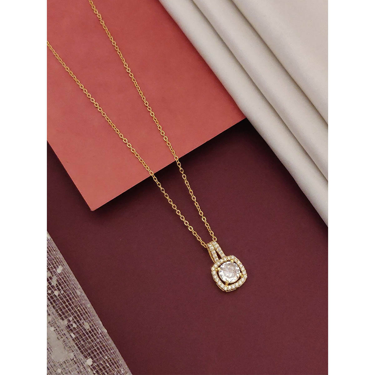 Abdesigns Beautiful Gold Plated American Diamond Necklace · One Size