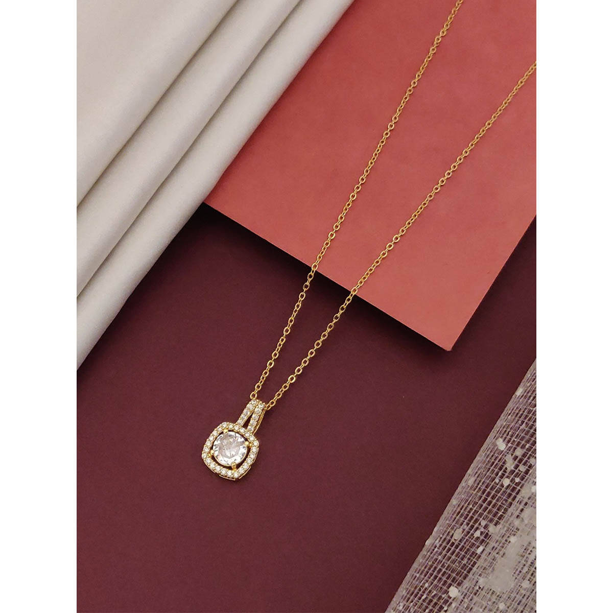Abdesigns Beautiful Gold Plated American Diamond Necklace
