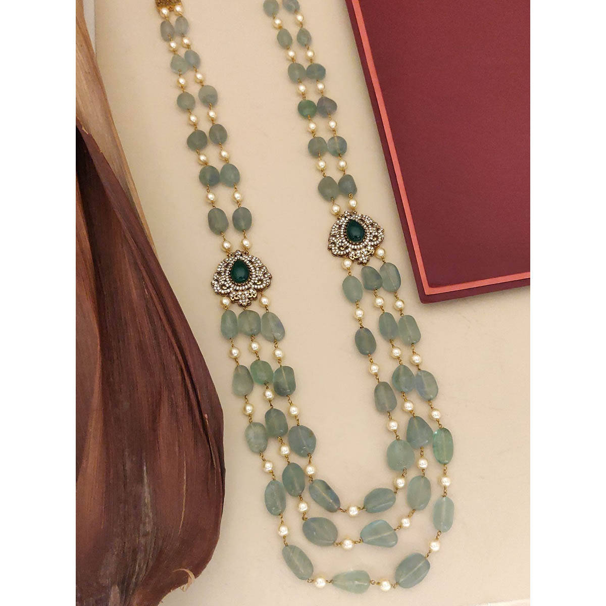 Abdesigns Sophisticated Gold Plated Jaipuri Beads Studded Necklace