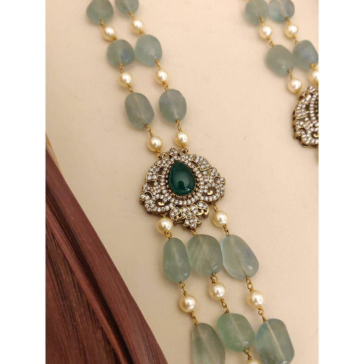 Abdesigns Sophisticated Gold Plated Jaipuri Beads Studded Necklace