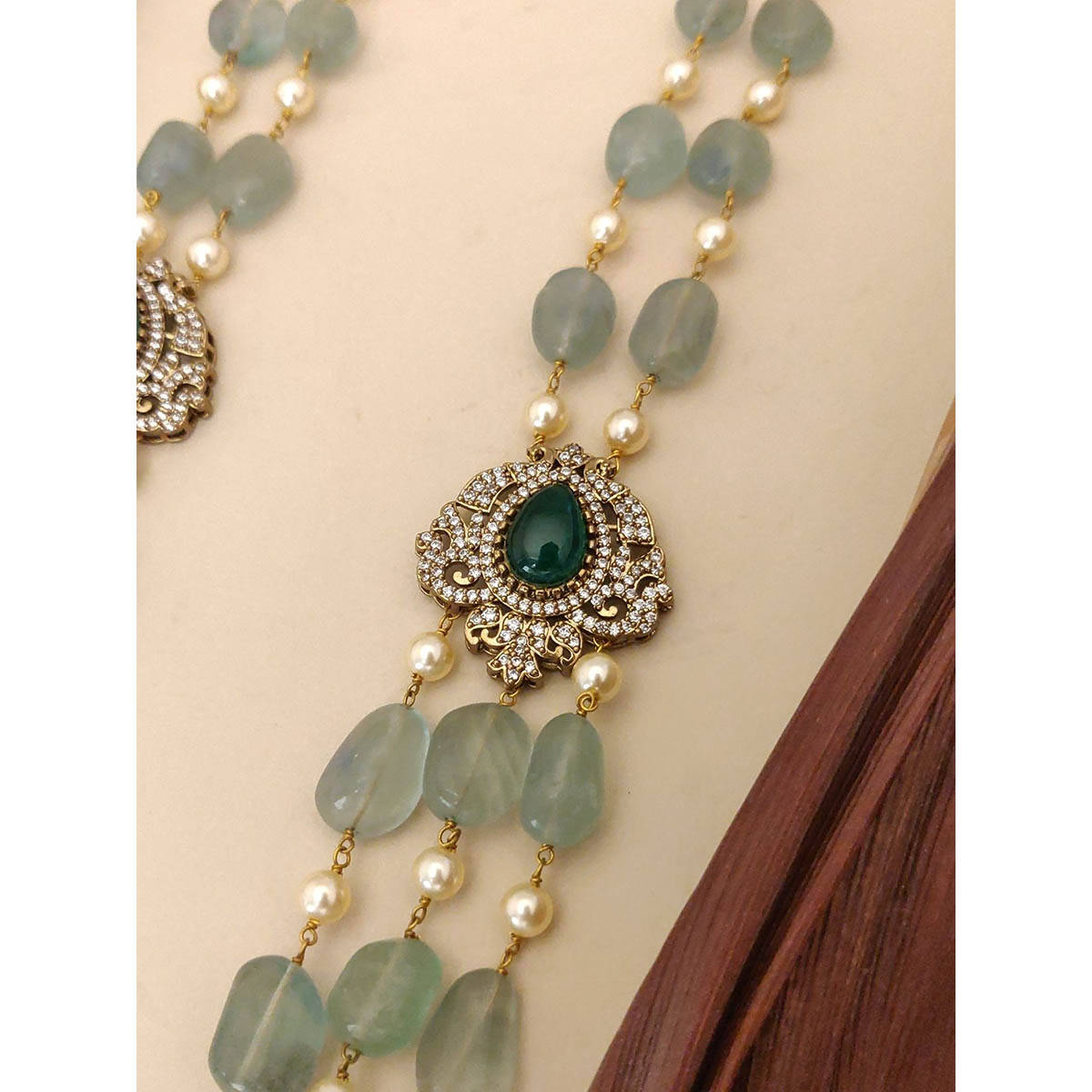 Abdesigns Sophisticated Gold Plated Jaipuri Beads Studded Necklace