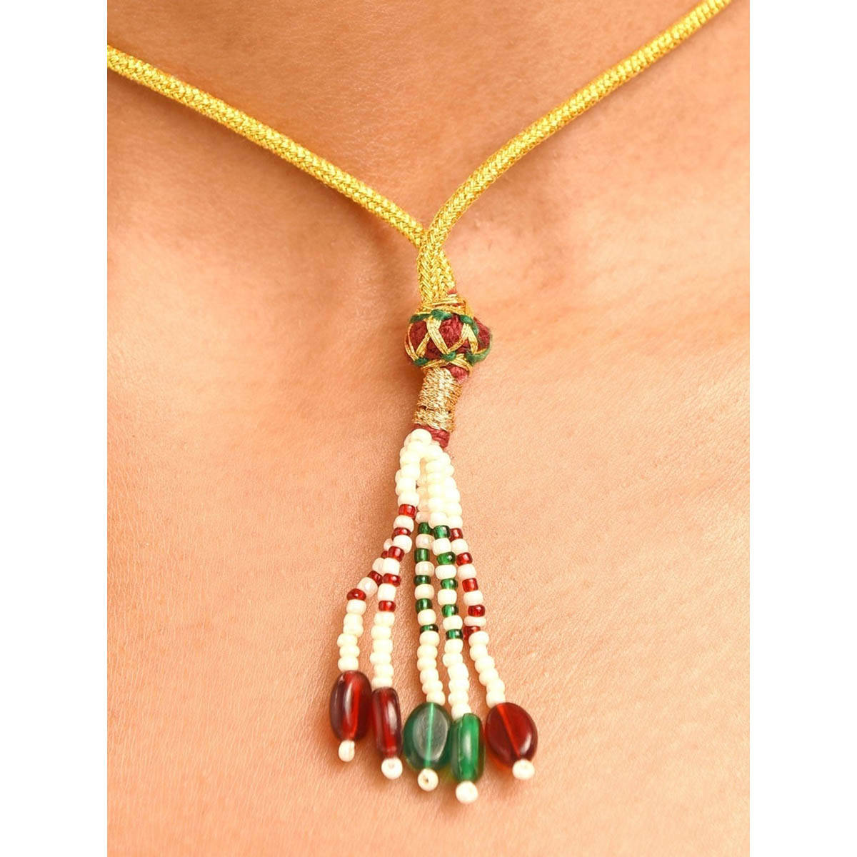Abdesigns Sophisticated Gold Plated Jaipuri Beads Studded Necklace