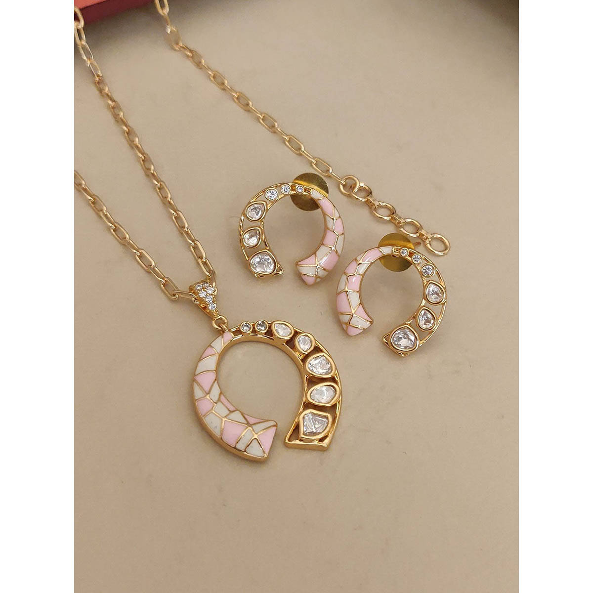 Abdesigns Sophisticated Gold Plated Meenakari Jewellery Set