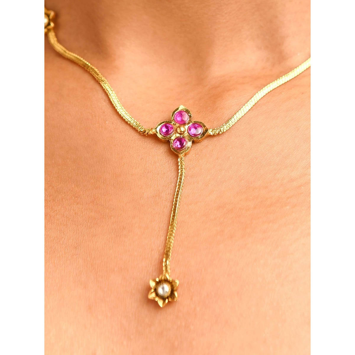 Abdesigns Sophisticated Gold Plated Pink Jewellery Set