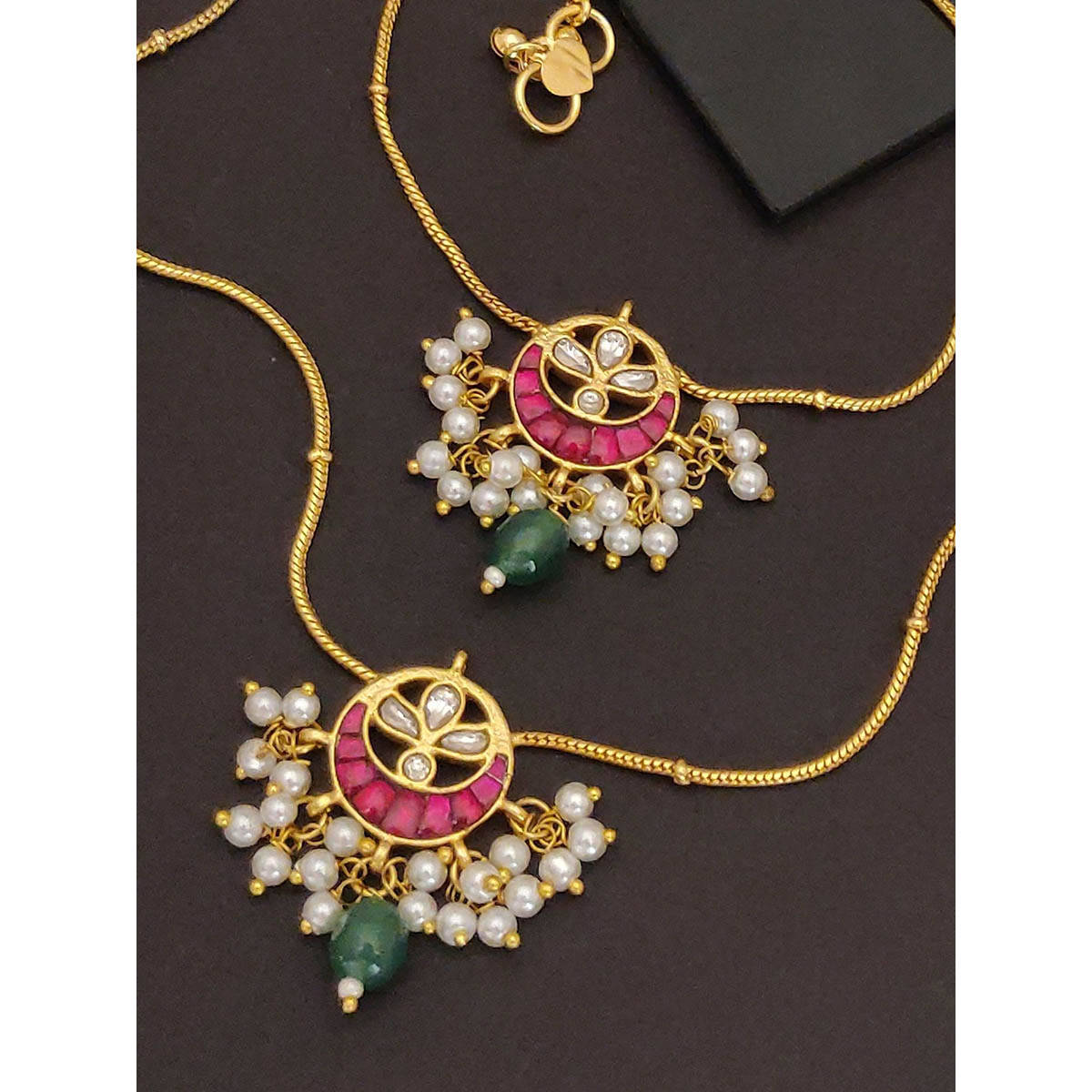 Abdesigns Enchanting Multi-Colour Pachi Kundan Gold Plated Anklet