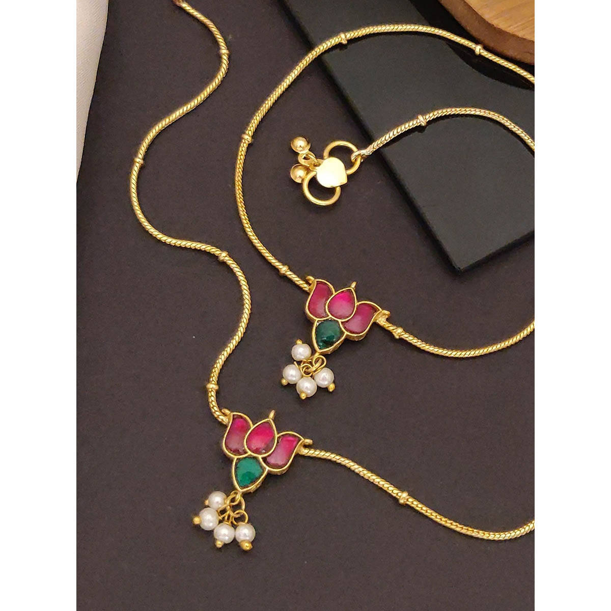 Abdesigns Enchanting Pachi Kundan Gold Plated Anklet