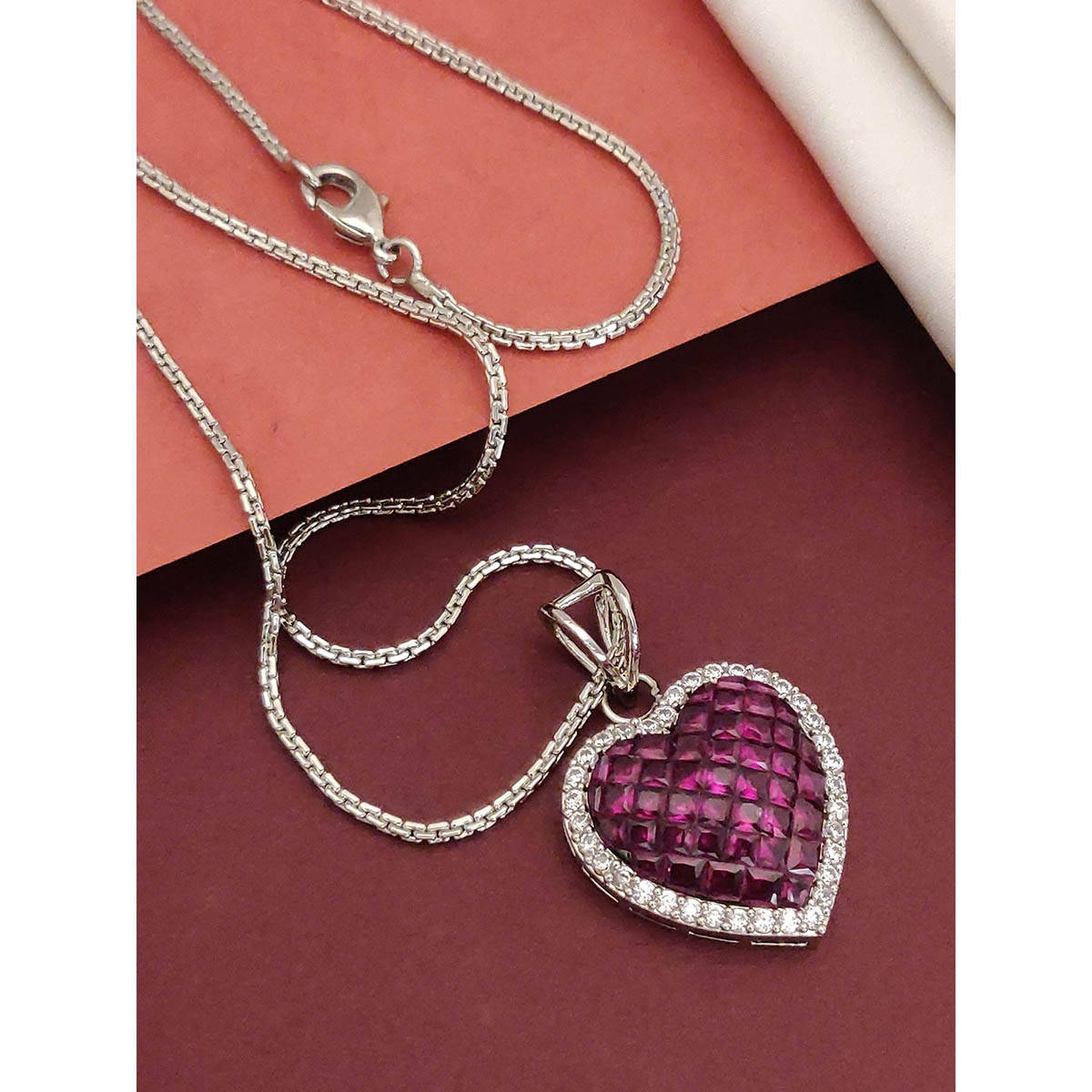 Abdesigns Sophisticated Silver Plated American Diamond Studded Necklace