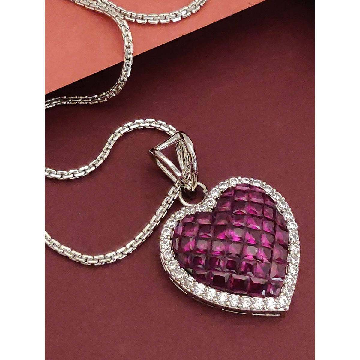 Abdesigns Sophisticated Silver Plated American Diamond Studded Necklace