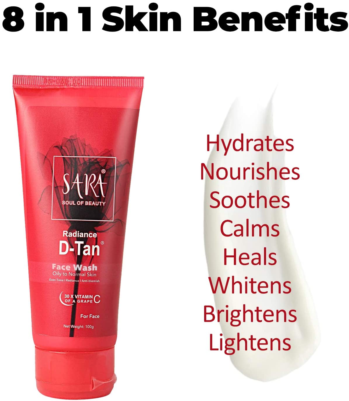 Sara Cosmetics Sara Soul Of Beauty Radiance D Tan Face Wash All Skin Type 100g