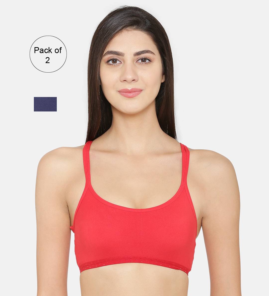Abelino Pack of 2 Stylist Back Cotton Bras - Red (30B) · 30B