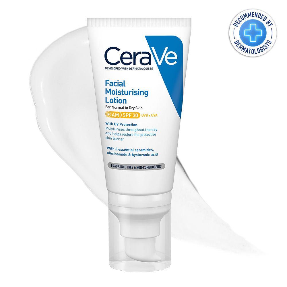 CeraVe AM Facial Moisturizer With Sunscreen SPF 30 UVB + UVA, Dermatologist Recommended Day Cream (50 g)