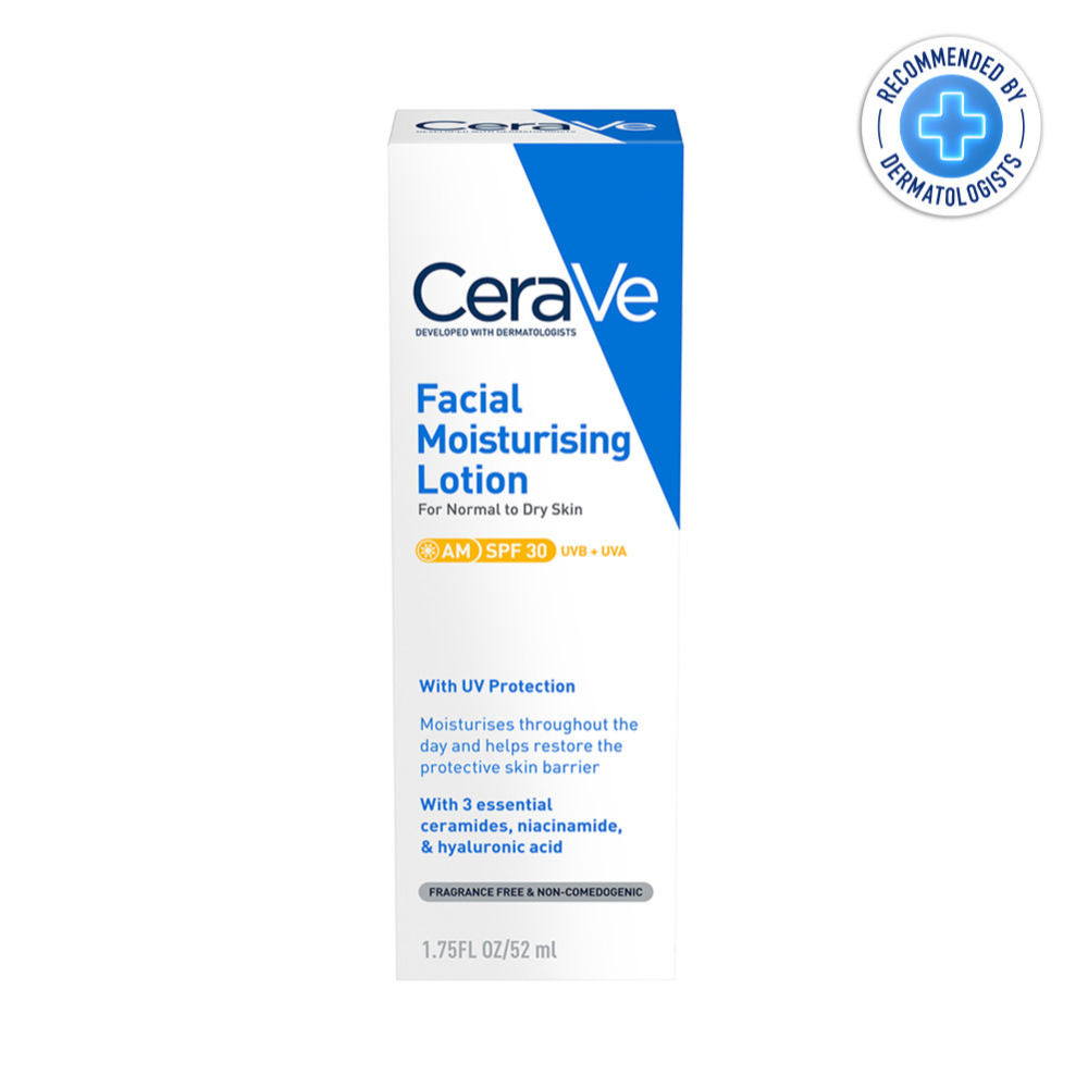 CeraVe AM Facial Moisturizer With Sunscreen SPF 30 UVB + UVA, Dermatologist Recommended Day Cream (50 g)
