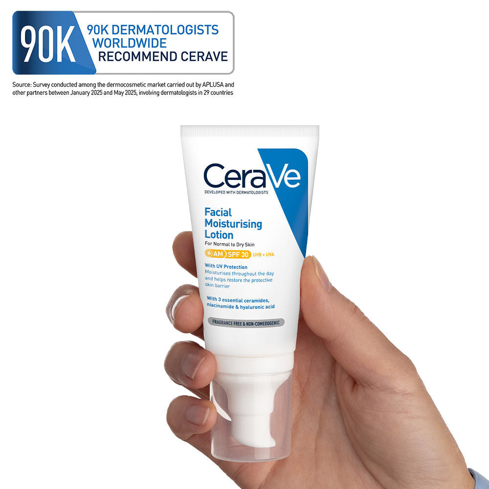 CeraVe AM Facial Moisturizer With Sunscreen SPF 30 UVB + UVA, Dermatologist Recommended Day Cream (50 g)
