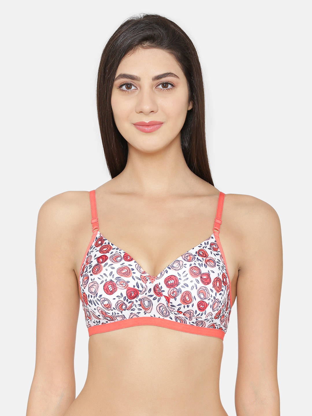 Abelino Printed Lightly Padded Push-up Bra - Red (36B) · 36B