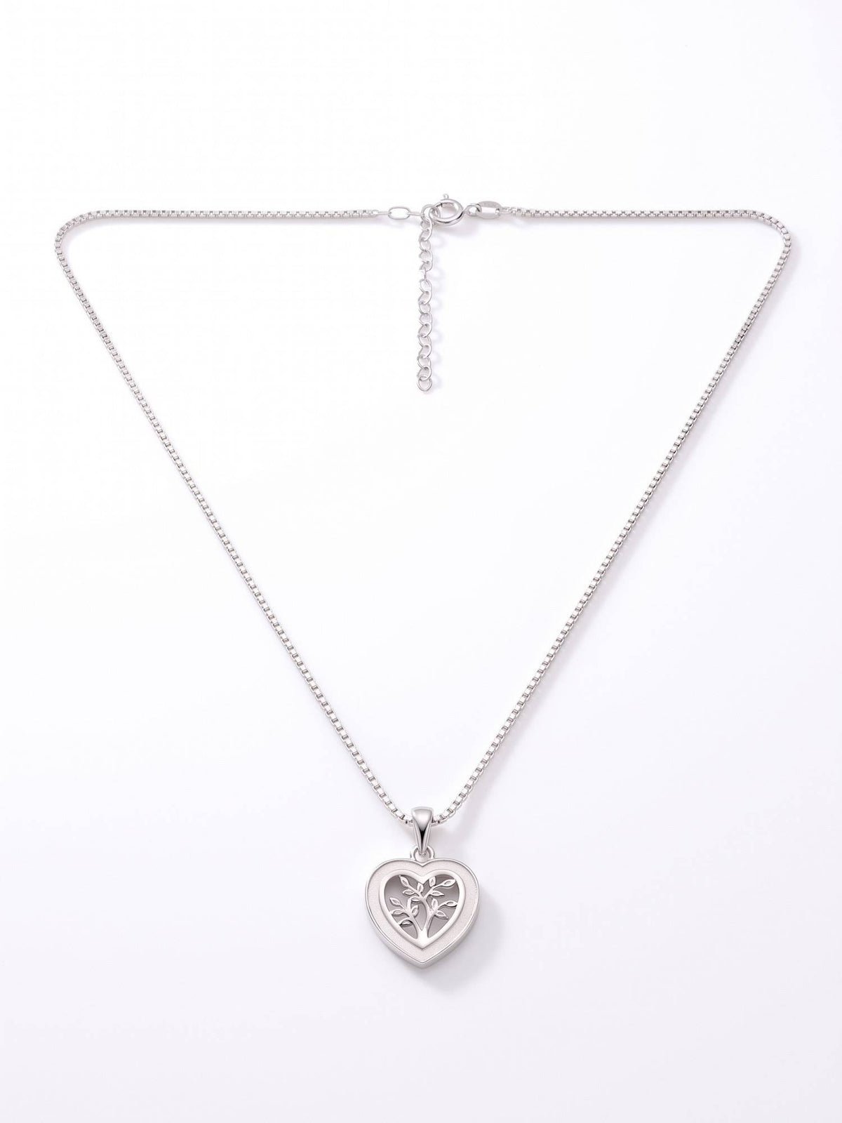 925 SILLER 925 Pure Silver White Eternal Heart Tree Necklace