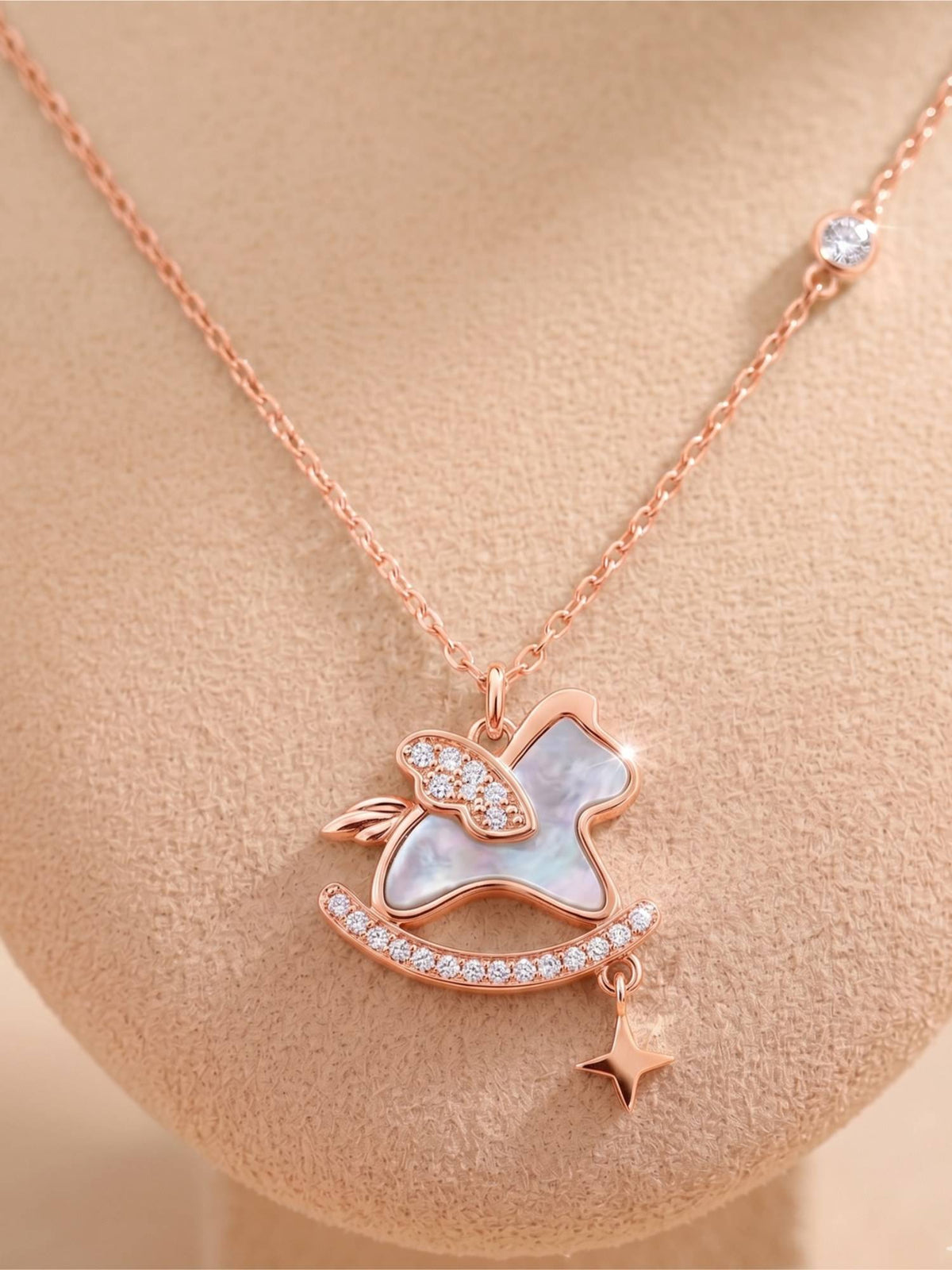 925 SILLER 925 Pure Silver White Butterfly Charm Necklace