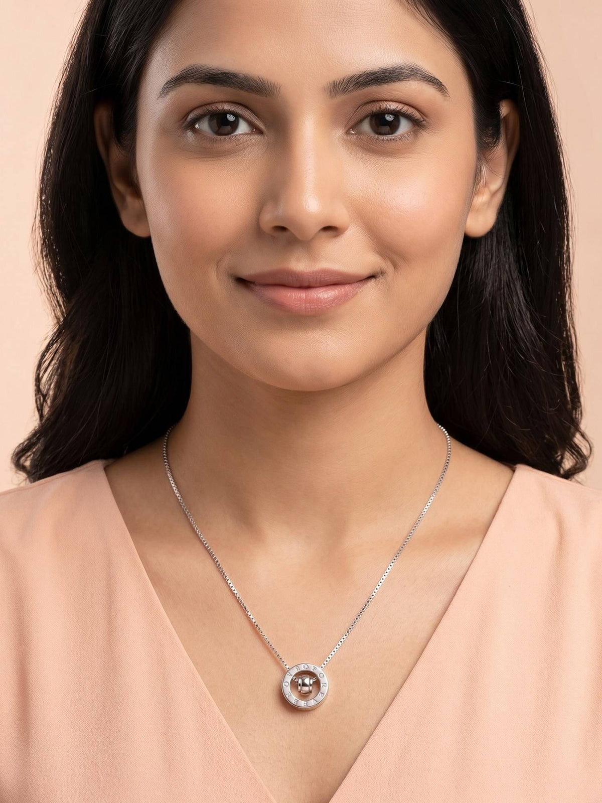 925 SILLER 925 Pure Silver Eternal Orbit Circle Necklace