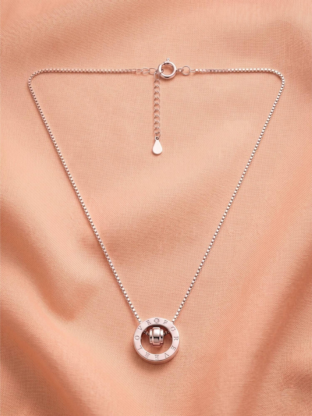 925 SILLER 925 Pure Silver Eternal Orbit Circle Necklace