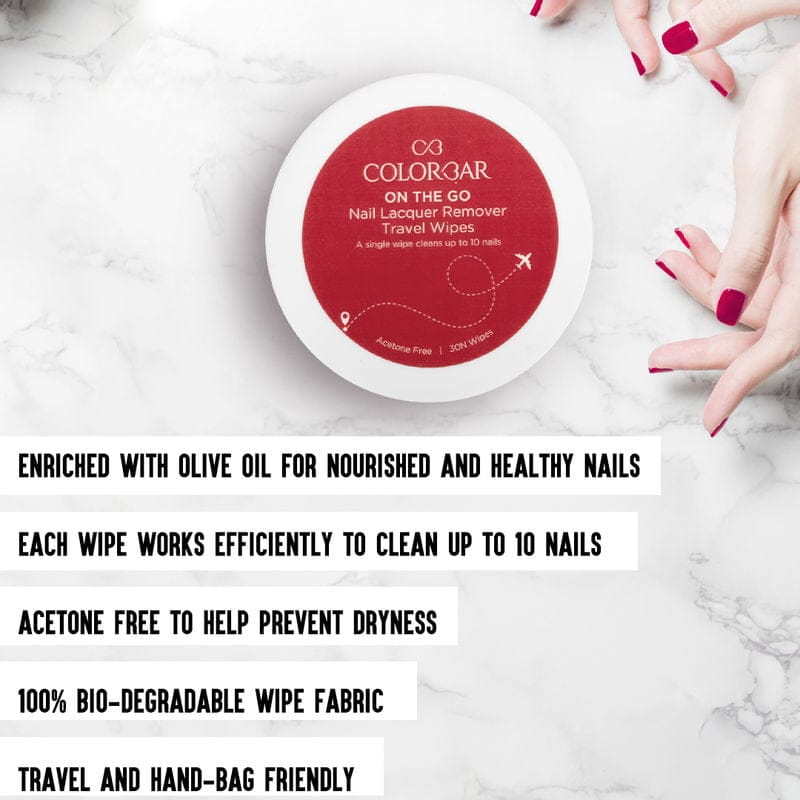 Colorbar - On The Go Nail Lacquer Remover Wipes Sunshine Rose (30 Wipes)