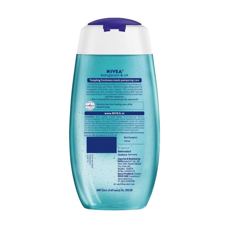 NIVEA - Body Wash, Frangipani & Oil Shower Gel, Pampering Care & Refreshing Scent of Frangipani Flower (250ML)