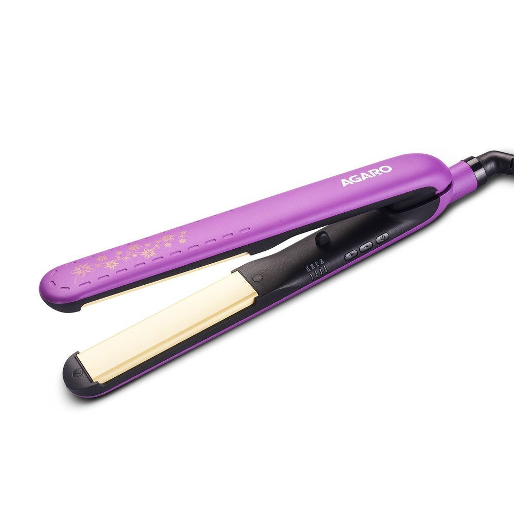 AGARO Hair Straightener, Keratin Infused Ceramic Coated Titanium Plates, Fast Heating, 4 Temperature Settings, Hair Straightening, Hair Styling For Women, Purpl