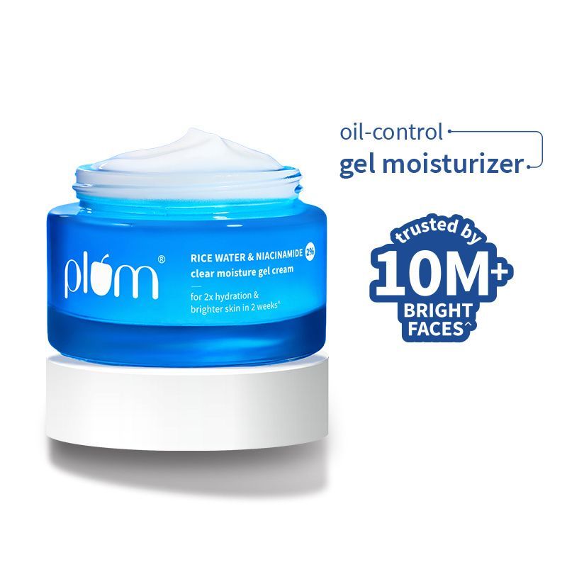 Plum 2% Niacinamide And Rice Water Moisturiser - Lightweight Gel Cream For Oil-Free Hydration