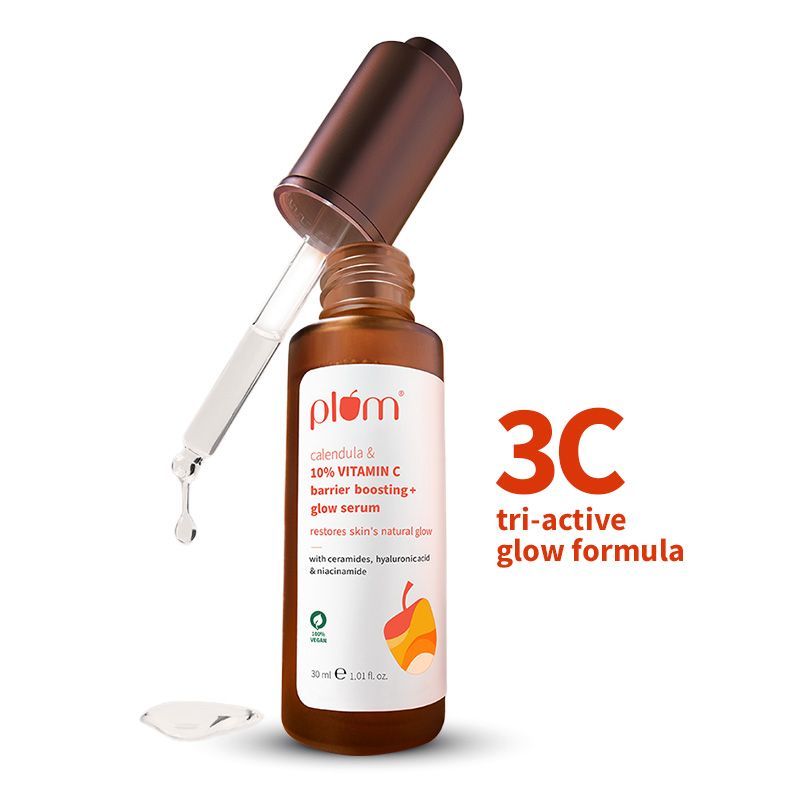 Plum 10% Vitamin C Triple Action Glow Serum with Calendula, Ceramides, Hyaluronic Acid & Niacinamide