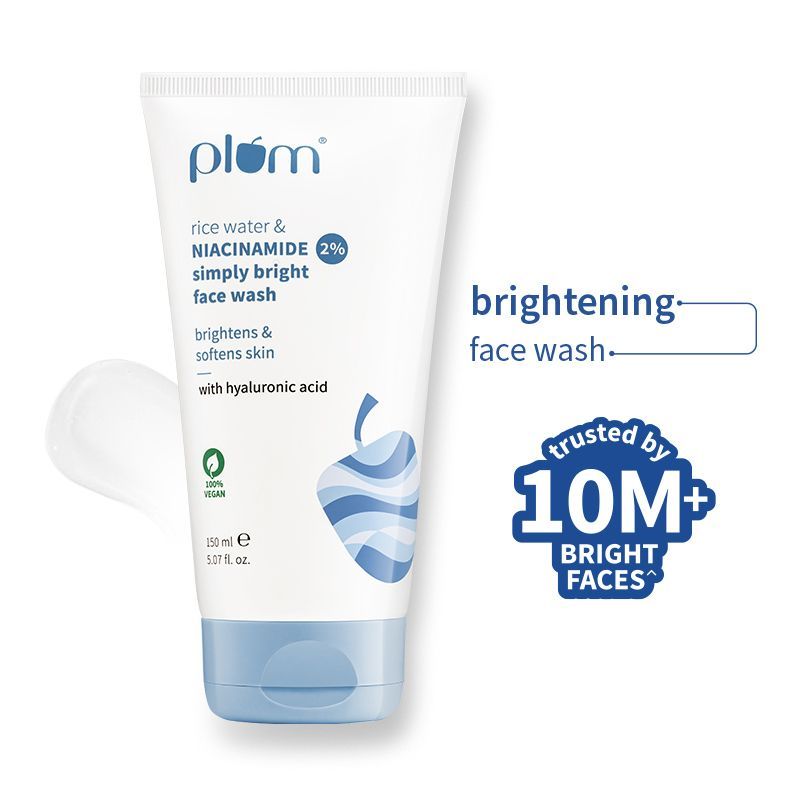 Plum 2% Niacinamide Face Wash With Rice Water For Oily Skin, Brightens & Hydrates — 150 ml