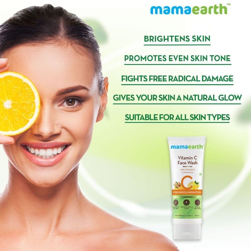 Mamaearth Vitamin C Face Wash with Vitamin C and Turmeric for Skin Illumination (100mL)