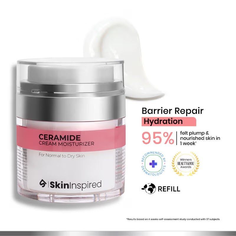 SkinInspired Ceramide Moisturizer For Dry Skin Face, For Inflammation, Barrier Repair Moisturizer | Long Lasting Hydration | Fragrance Free Face Moisturiser | 5