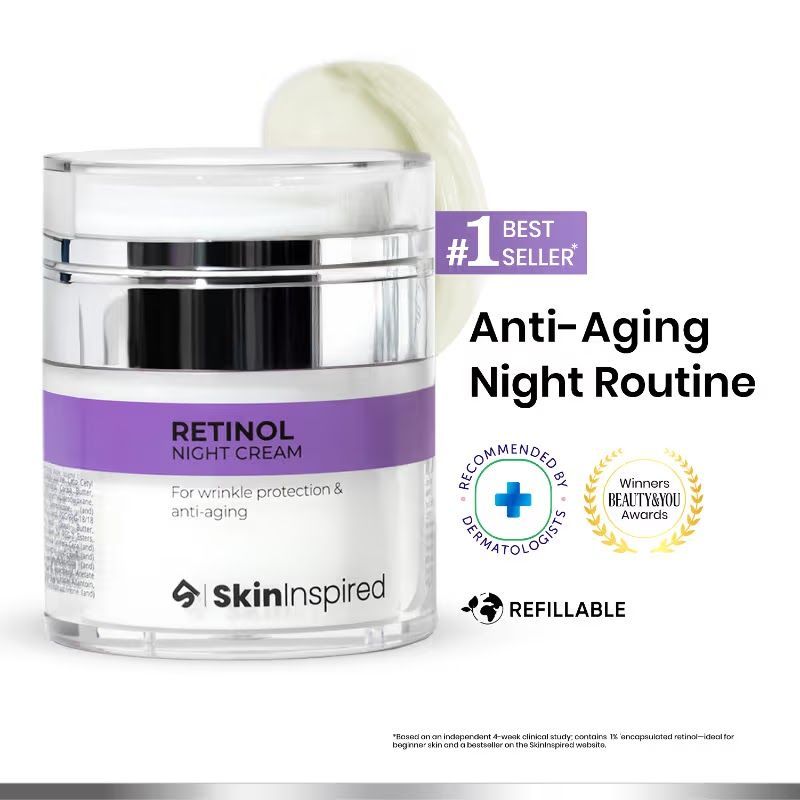 SkinInspired Retinol Night Cream For Wrinkles & Anti-Aging | Lightweight Cream for Age Spots, Fine Lines and Wrinkles | Anti Aging Cream For Women & Men | For A