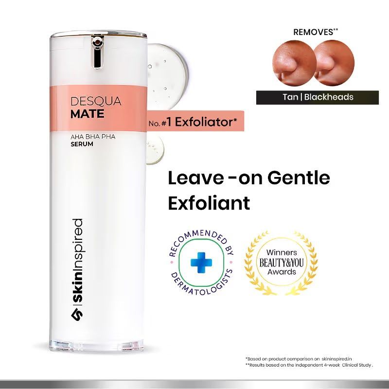 SkinInspired AHA+BHA+PHA Lactic Acid + 2% Salicylic Acid Face Serum| Exfoliating Serum For All Skin Types | Pore Cleansing Face | Reduces Acne & Blackheads | Pe