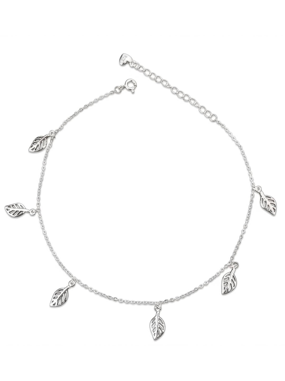 925 SILLER Pure Silver The Silver Leaf Motif Charm Anklet