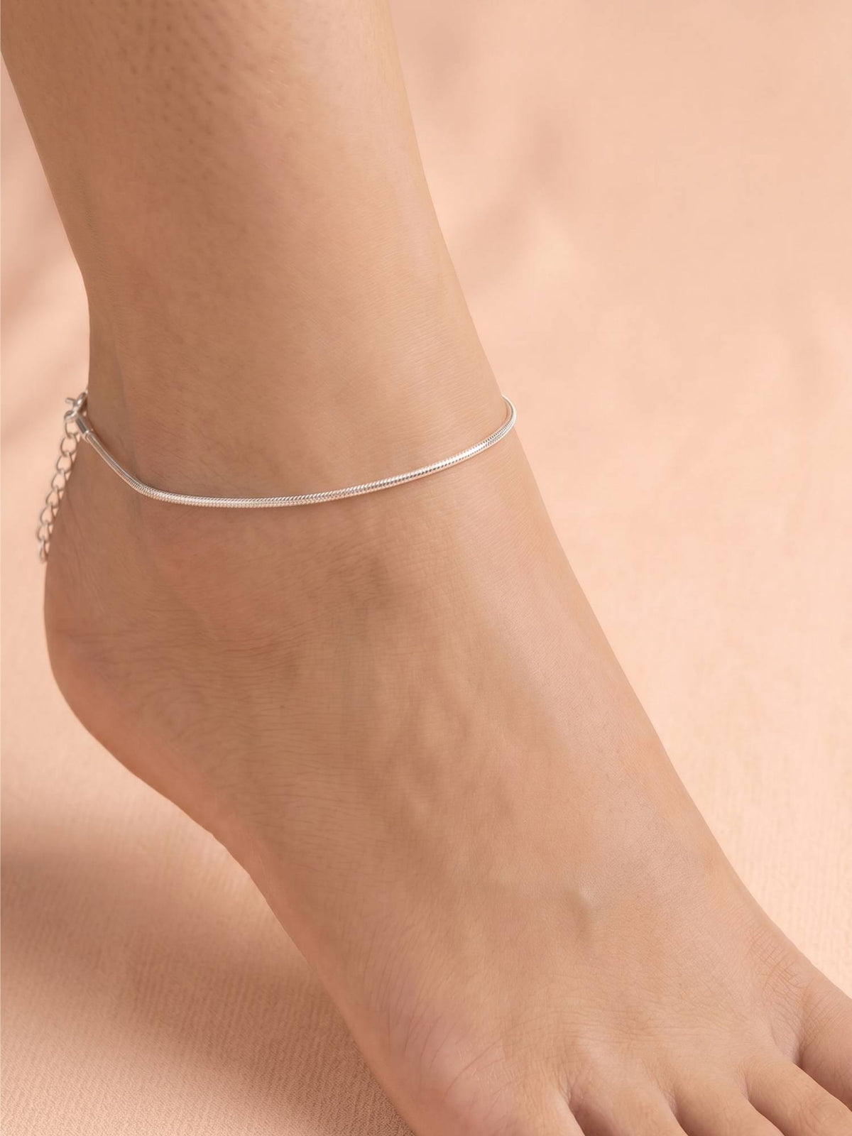 925 SILLER Pure Silver Classic Minimalist Silver Snake Chain Anklet