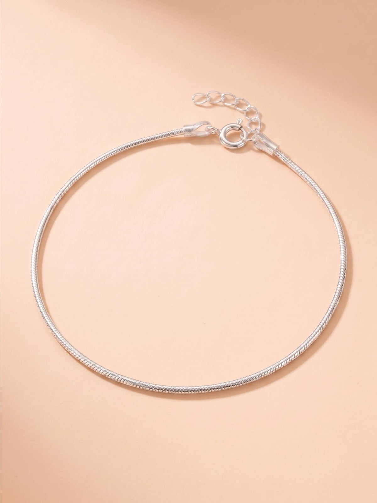 925 SILLER Pure Silver Classic Minimalist Silver Snake Chain Anklet