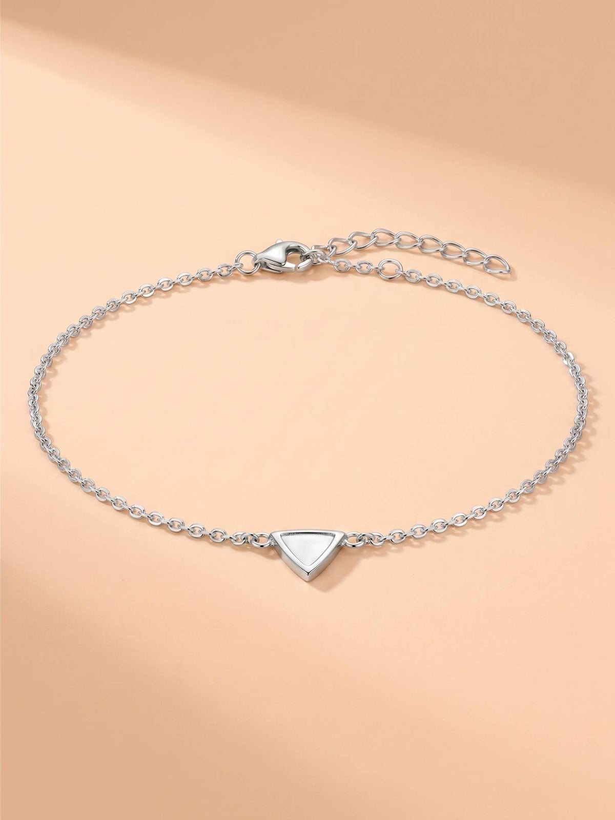 925 SILLER Pure Silver Minimalist Triangle Inlay Silver Link Anklet