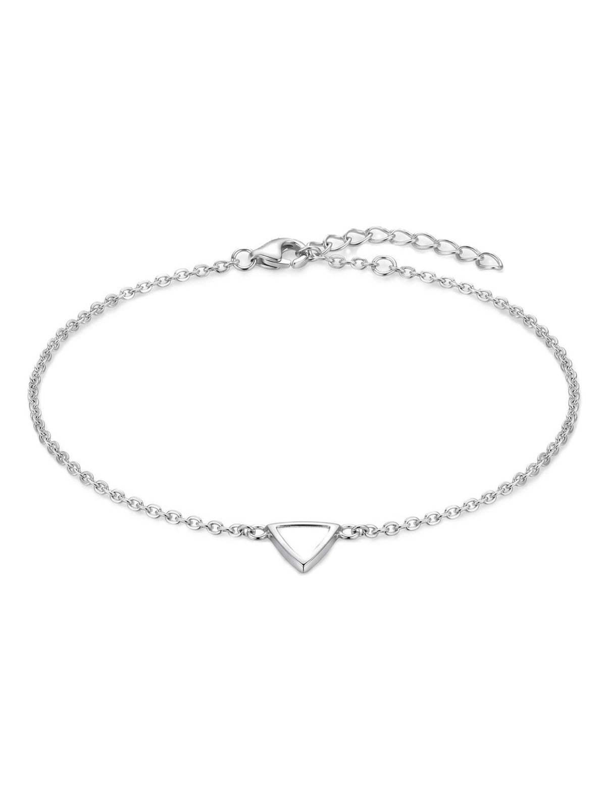925 SILLER Pure Silver Minimalist Triangle Inlay Silver Link Anklet