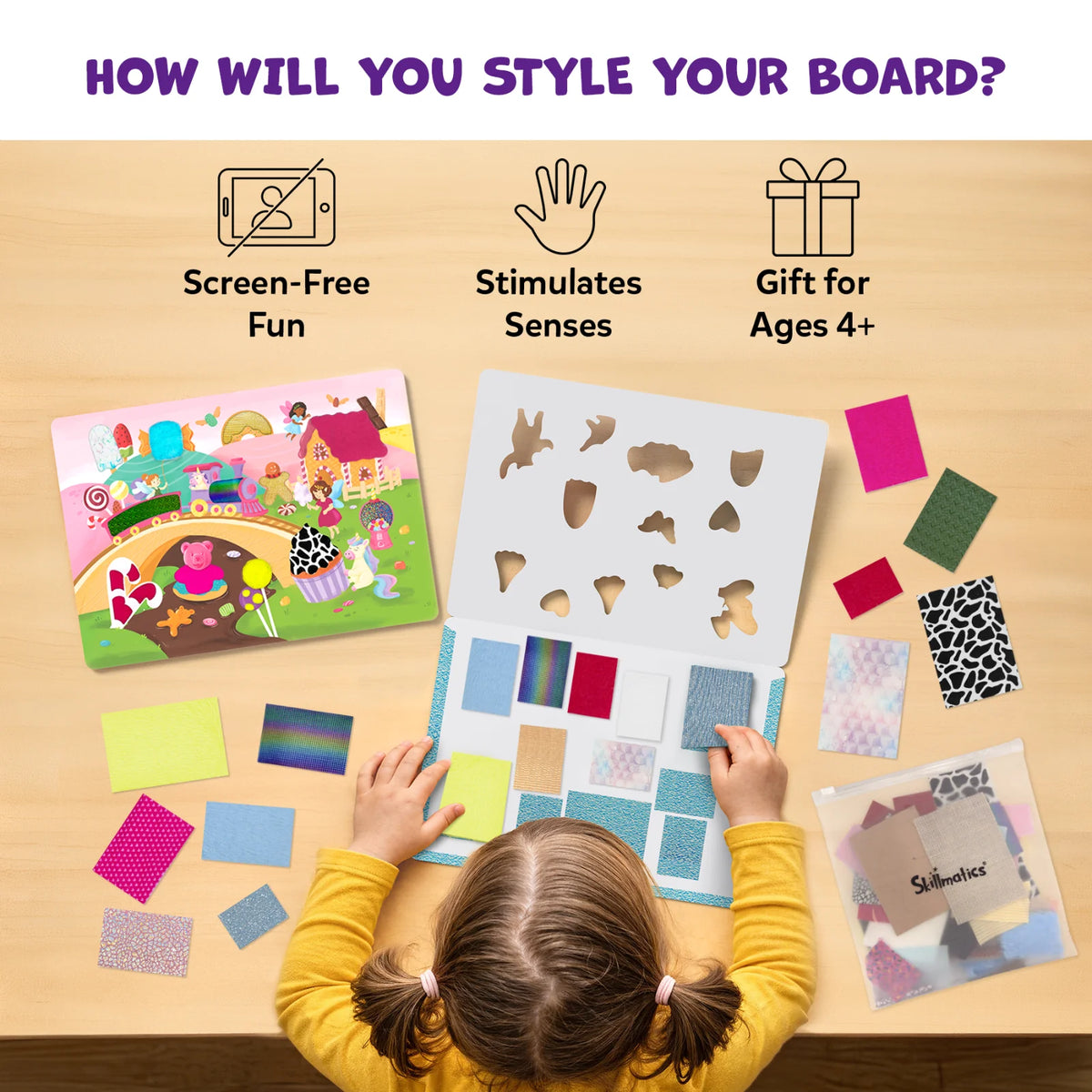 Skillmatics Fab Tabs: Unicorns & Princesses | Tactile & Sensory Fabric Art (ages 4+)