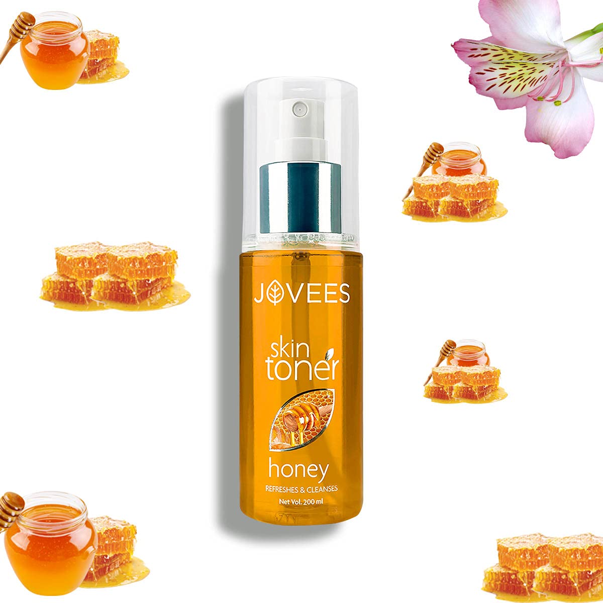 JOVEES Herbal Honey Toner for Hydrate and Glowing skin | Pore Tightening & Brightening Toner | Face Mist For Normal to Dry Skin | Paraben, Alcohol And Chemical