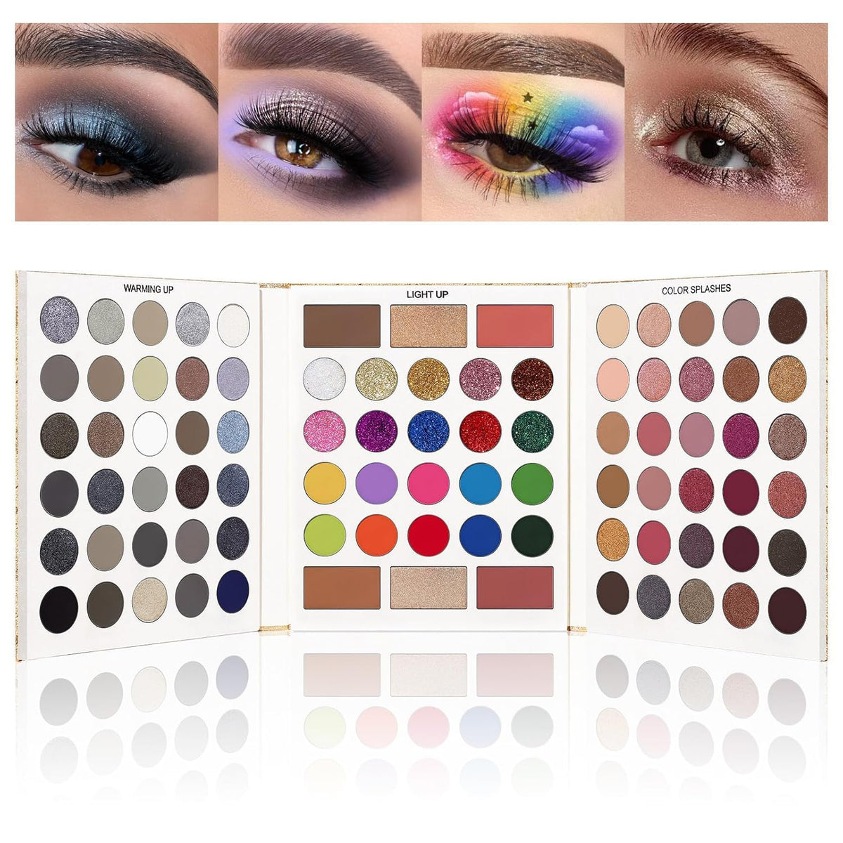 UCANBE Pretty All Set 3 Eyeshadow Palette, All Set 86 Colors Makeup Kit Matte Shimmer Eye Shadow Highlighters Contour Blush Powder All In One Makeup Palette 81.