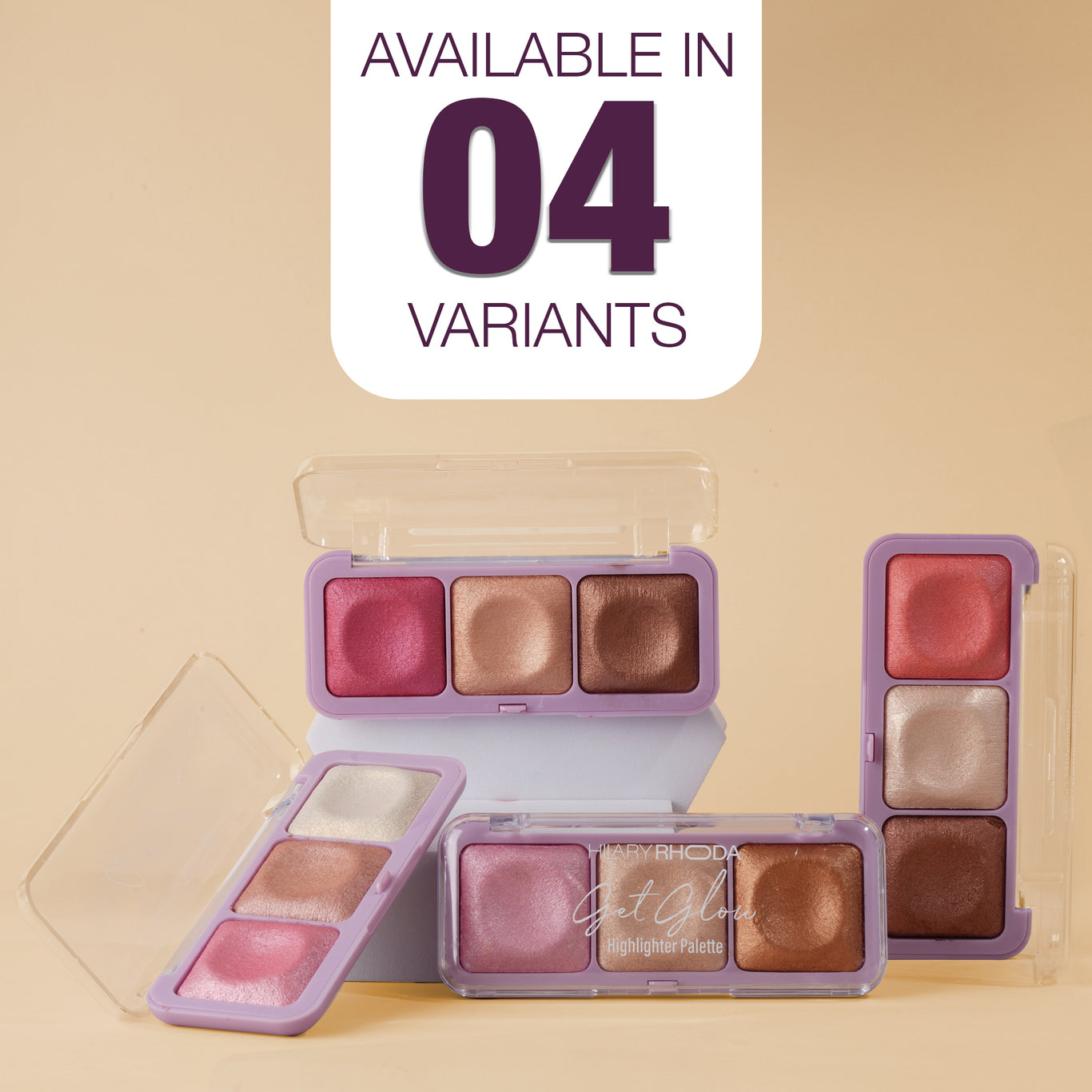 Get Glow Highlighter Palette Ultra Blendable Shades | Long-Lasting Formula | Highly Pigmented | Shimmer Finish | Weightless Feel | Illuminating Glow   Color: Shade 03
