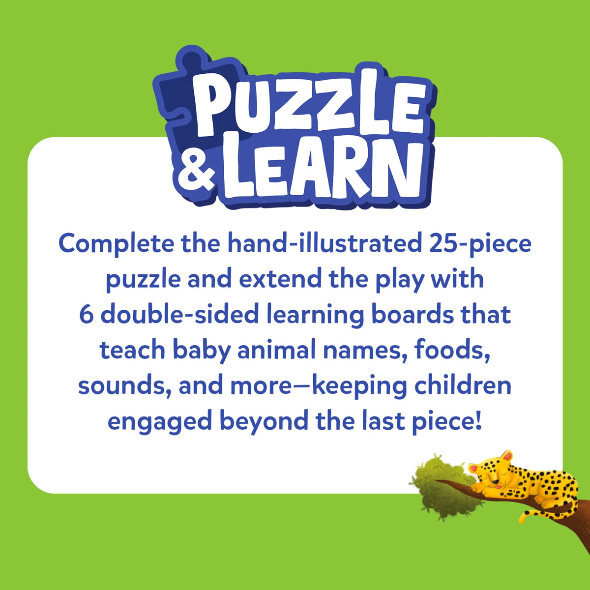Skillmatics Puzzle & Learn: Wild Animals | 25-Piece Jigsaw Puzzle with 6 Learning Boards (ages 3-7)
