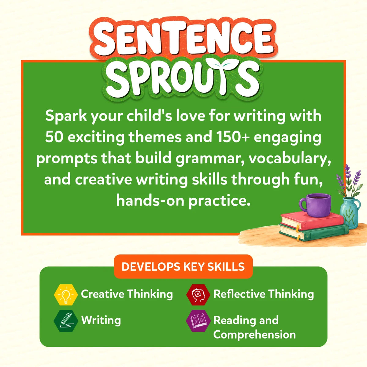 Skillmatics Sentence Sprouts | Sentence Building & Creative Writing Activity Book (ages 6-10)