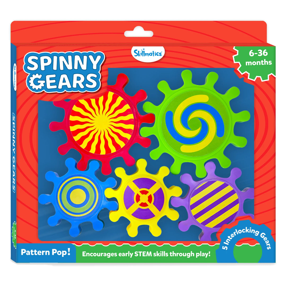 Skillmatics Spinny Gears: Pattern Pop | 5 Interlocking Gears (Ages 6-36 months)