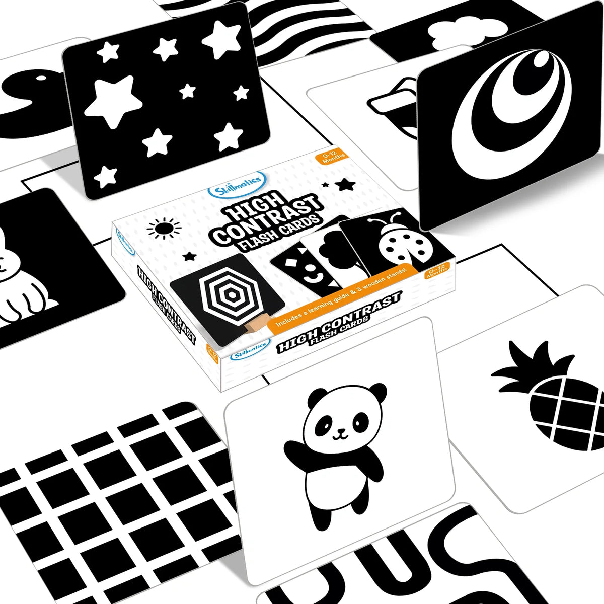 Skillmatics High Contrast Flash Cards for Infants (0-12 months) | 60 Large Pictures, Visual Stimulation & Sensory Development