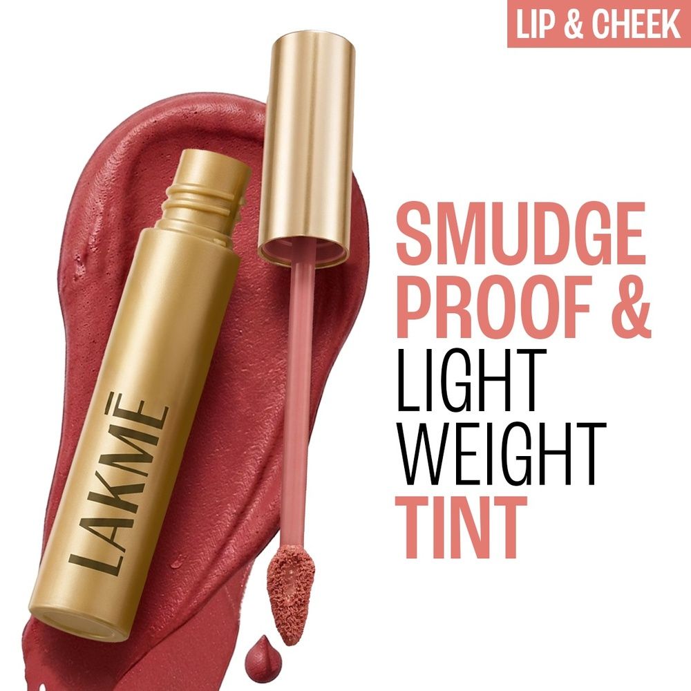 Lakme 9 To 5 Double Duty Lip & Cheek Mousse Matte Lipstick & Soft Blush For Dewy Look, Burgundy Lush
