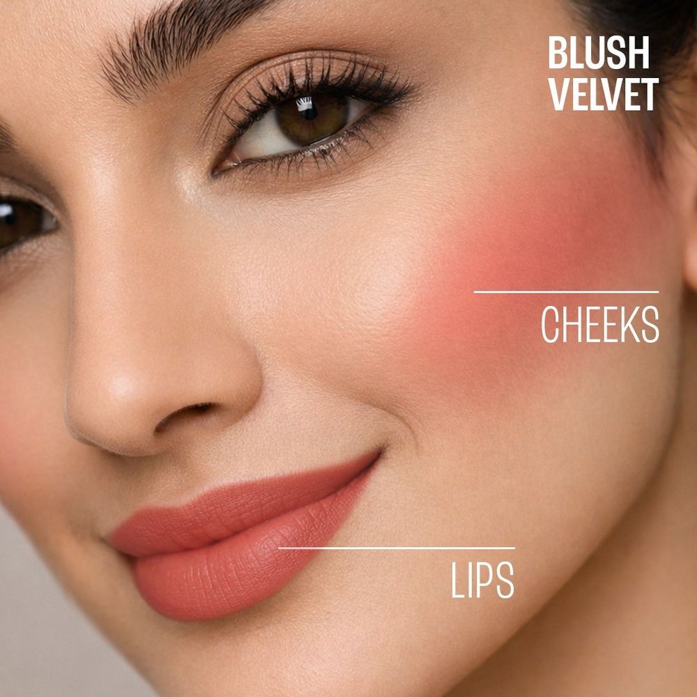 Lakme 9 To 5 Double Duty Lip & Cheek Mousse Matte Lipstick & Soft Blush For Dewy Look, Blush Velvet