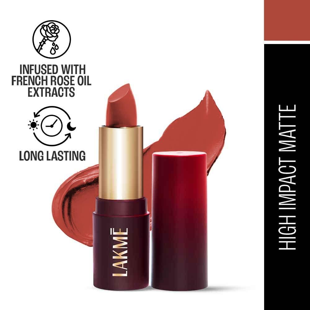 Lakme Forever Matte Lipstick, Made With French Rose Oil Extracts, Brown Burst