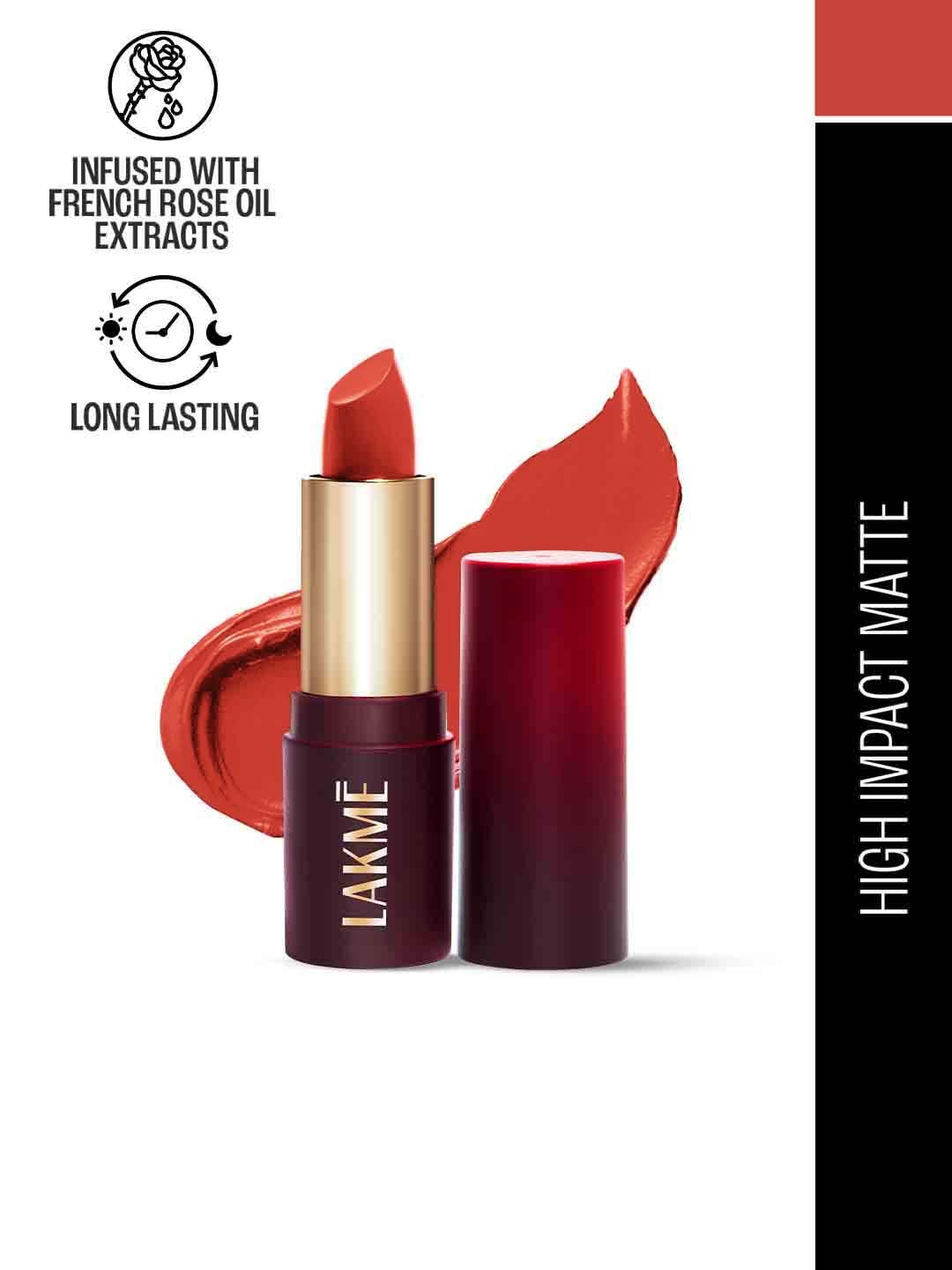 Lakme Forever Matte Lipstick, Made With French Rose Oil Extracts, Brown Chilli