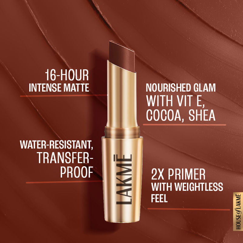 Lakme 9 To 5 Powerplay Priming Matte Lipstick For 16Hr Intense Matte , Cinnamon Spice
